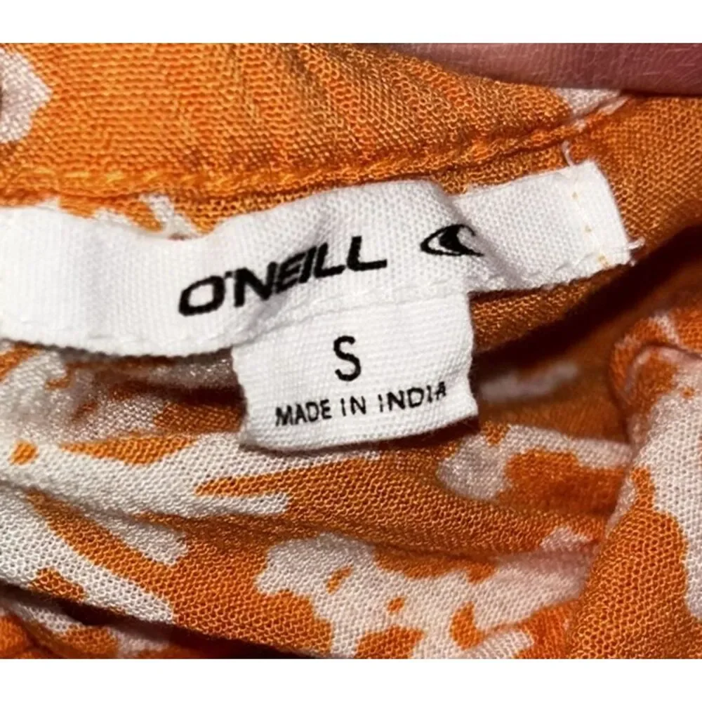 O’Neill Orange Floral Babydoll Tank Top M Festival Beachy Boho Summer Small - Picture 8 of 8
